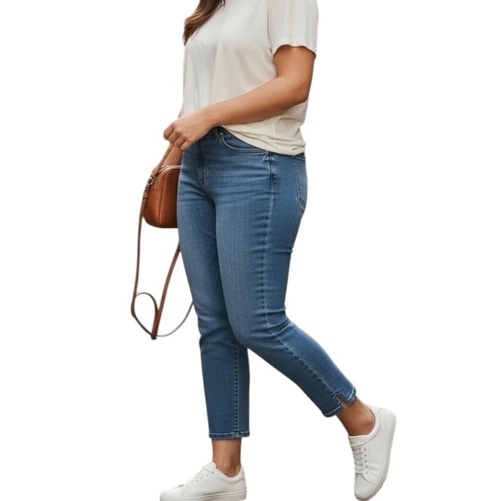 Cosmic Blue Love 31 Cropped High Rise Denim Jeans Side Splits